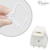 Parcelona France Mignon Small Shell White & Black Hair Claw Clips With Crystal