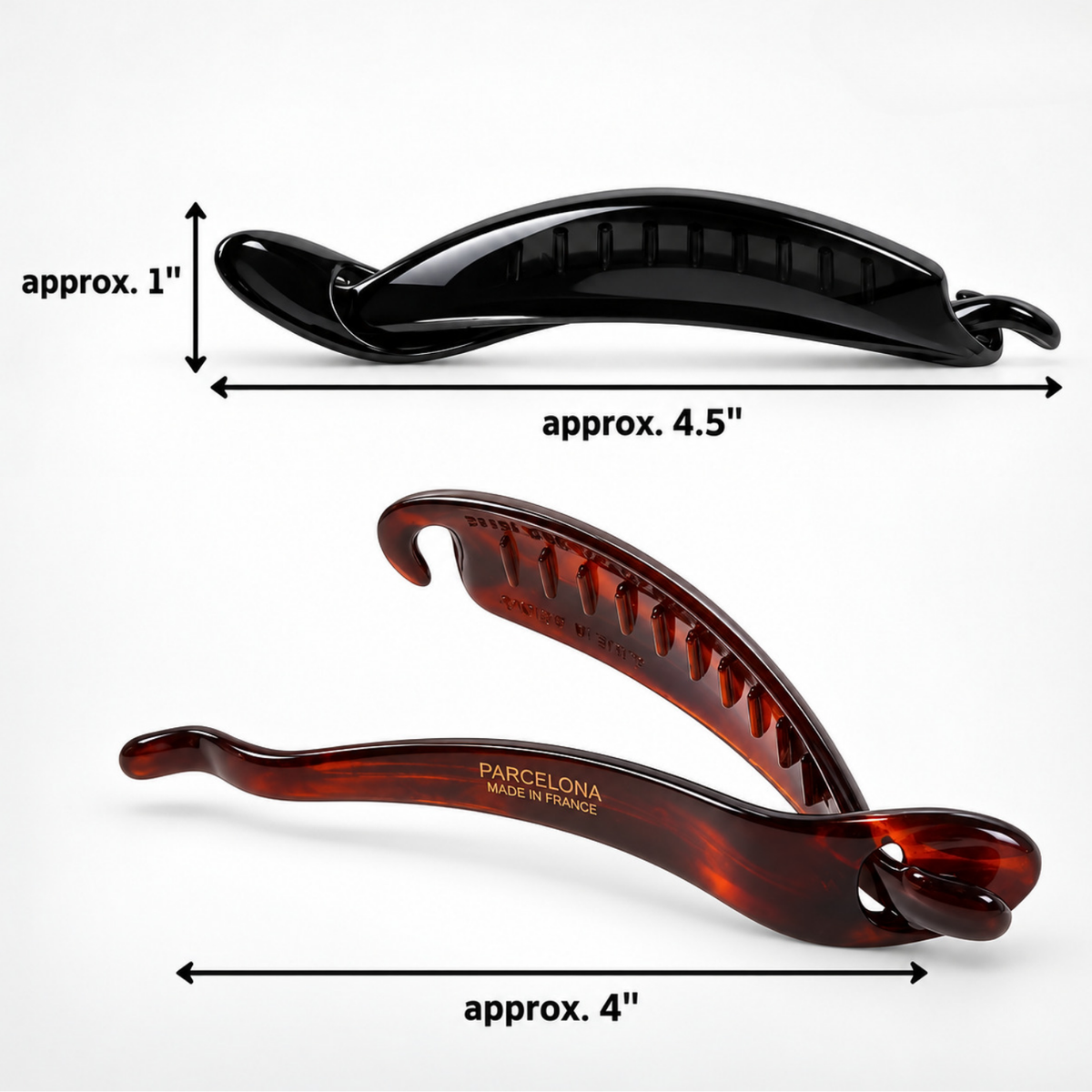 Parcelona French Sleek Curved Banana Clips Metal Free Strong Hold Hair Barrettes