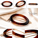 Parcelona Oval Hoop 1.75" Tortoise Shell Small Hair Clip Tige Boule Barrette