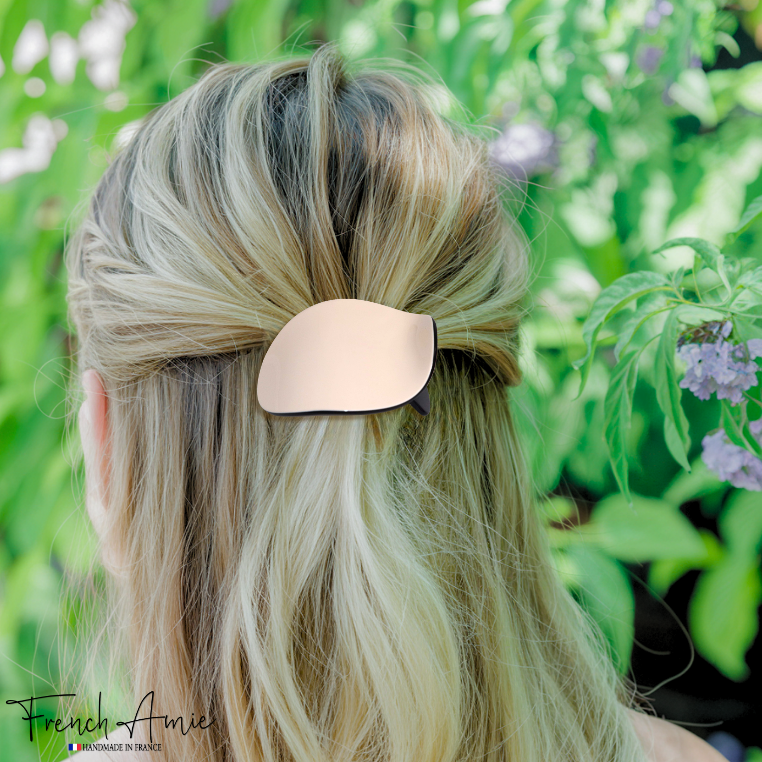 French Amie Handmade Onde 2 3/4" Medium Cream Ivory Hair Side Slider In Claw