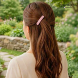 Parcelona Small Rectangular Glossy 2 Inch Hair Clip Barrette for Women Set of 2