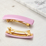 Parcelona Small Rectangular Glossy 2 Inch Hair Clip Barrette for Women Set of 2