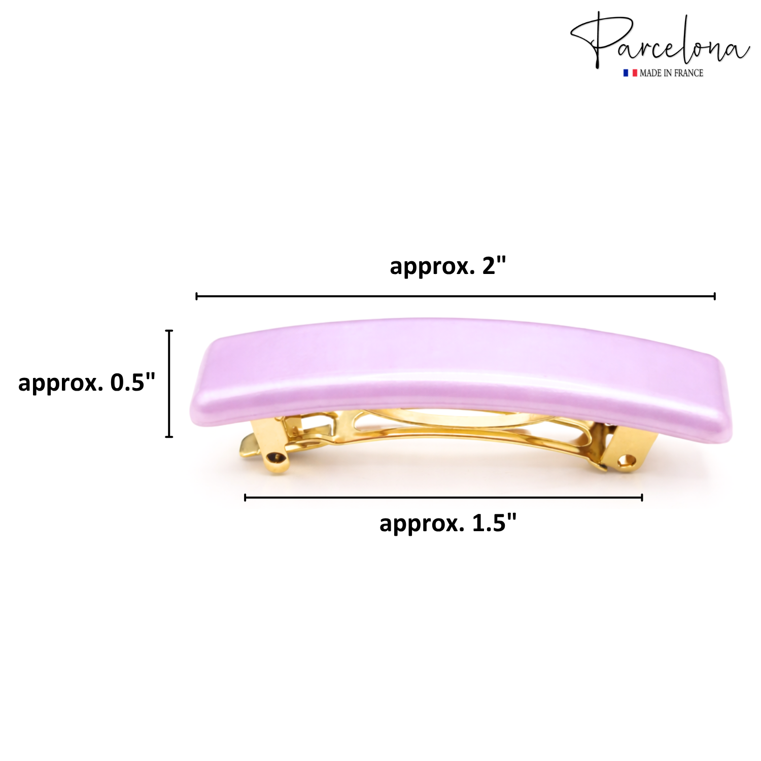 Parcelona Small Rectangular Glossy 2 Inch Hair Clip Barrette for Women Set of 2