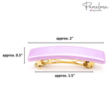 Parcelona Small Rectangular Glossy 2 Inch Hair Clip Barrette for Women Set of 2