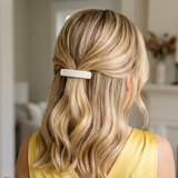 Parcelona Small Rectangular Glossy 2 Inch Hair Clip Barrette for Women Set of 2