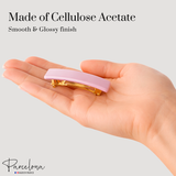 Parcelona Small Rectangular Glossy 2 Inch Hair Clip Barrette for Women Set of 2