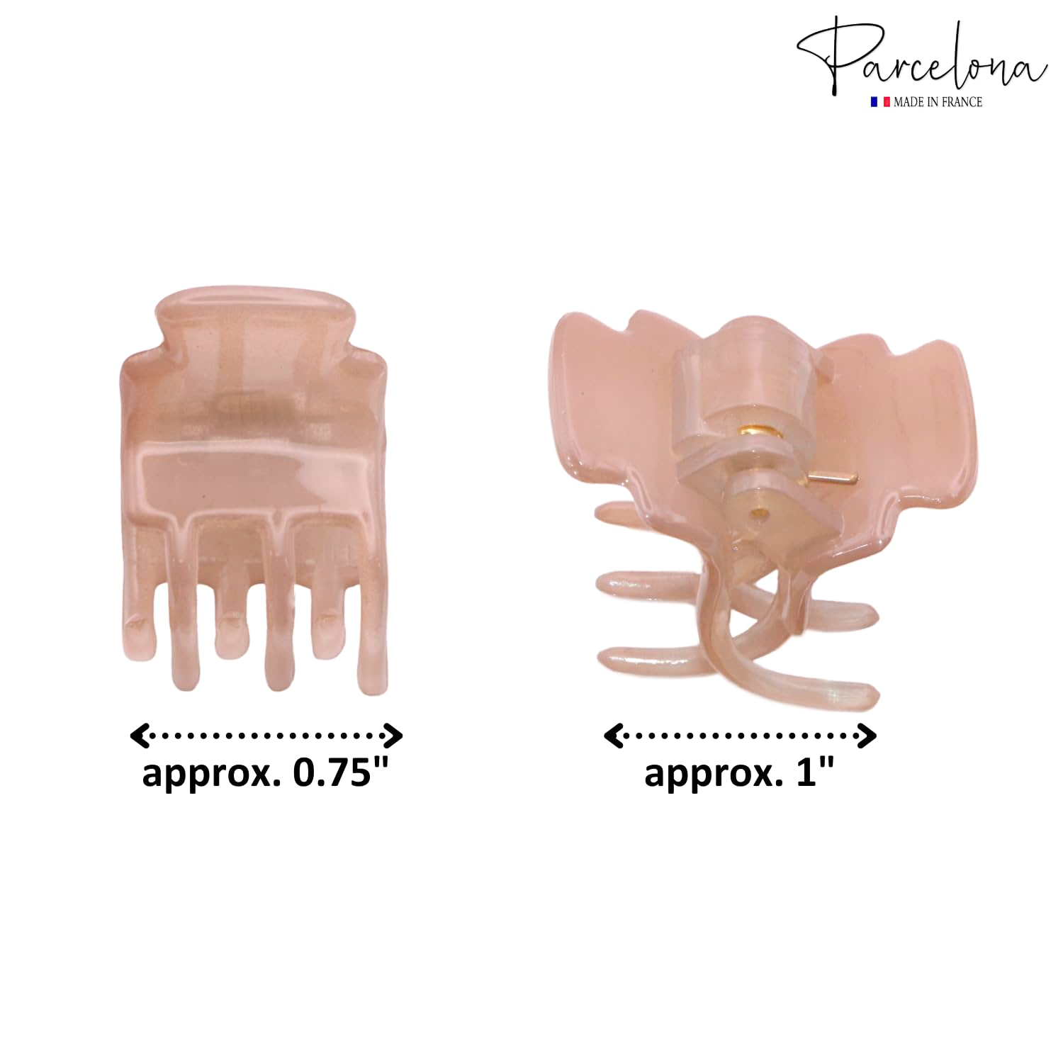 Parcelona French Glossy Square Very Small Cellulose Hair Claws for Women 2Pcs