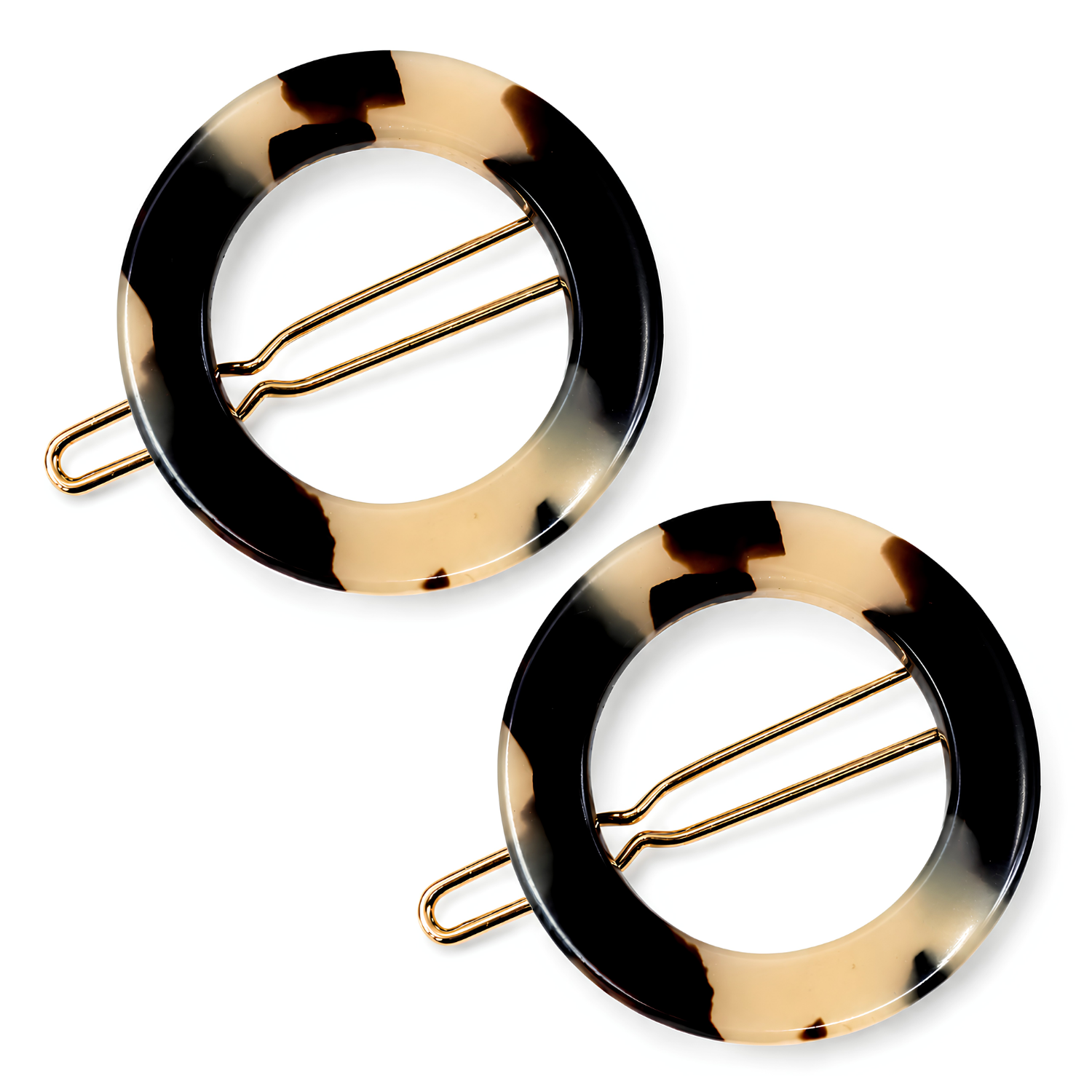 French Amie Mini Circle 1 ¼” Hair Clip - Snap Tige Boule Women Barrette Set Of 2