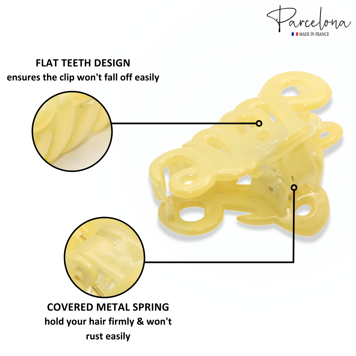 Parcelona French Love Small 2" Cellulose Acetate Hair Claws for Women and Girls
