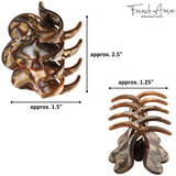 French Amie Crown Wave Small 2.5” Celluloid Handmade Interlocking Hair Claw