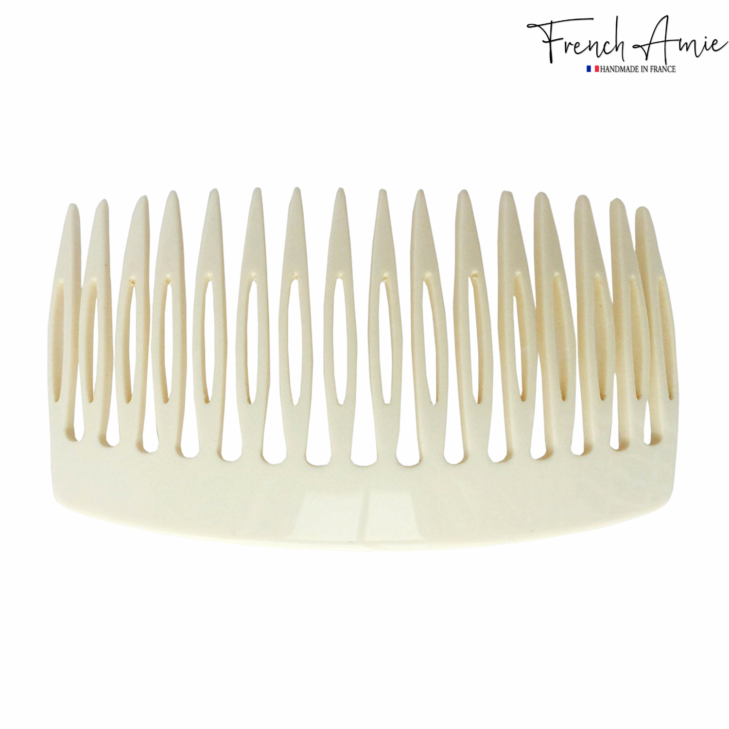 French Amie Handmade Solid Ivory Celluloid Acetate 16 Teeth Side Hair Comb