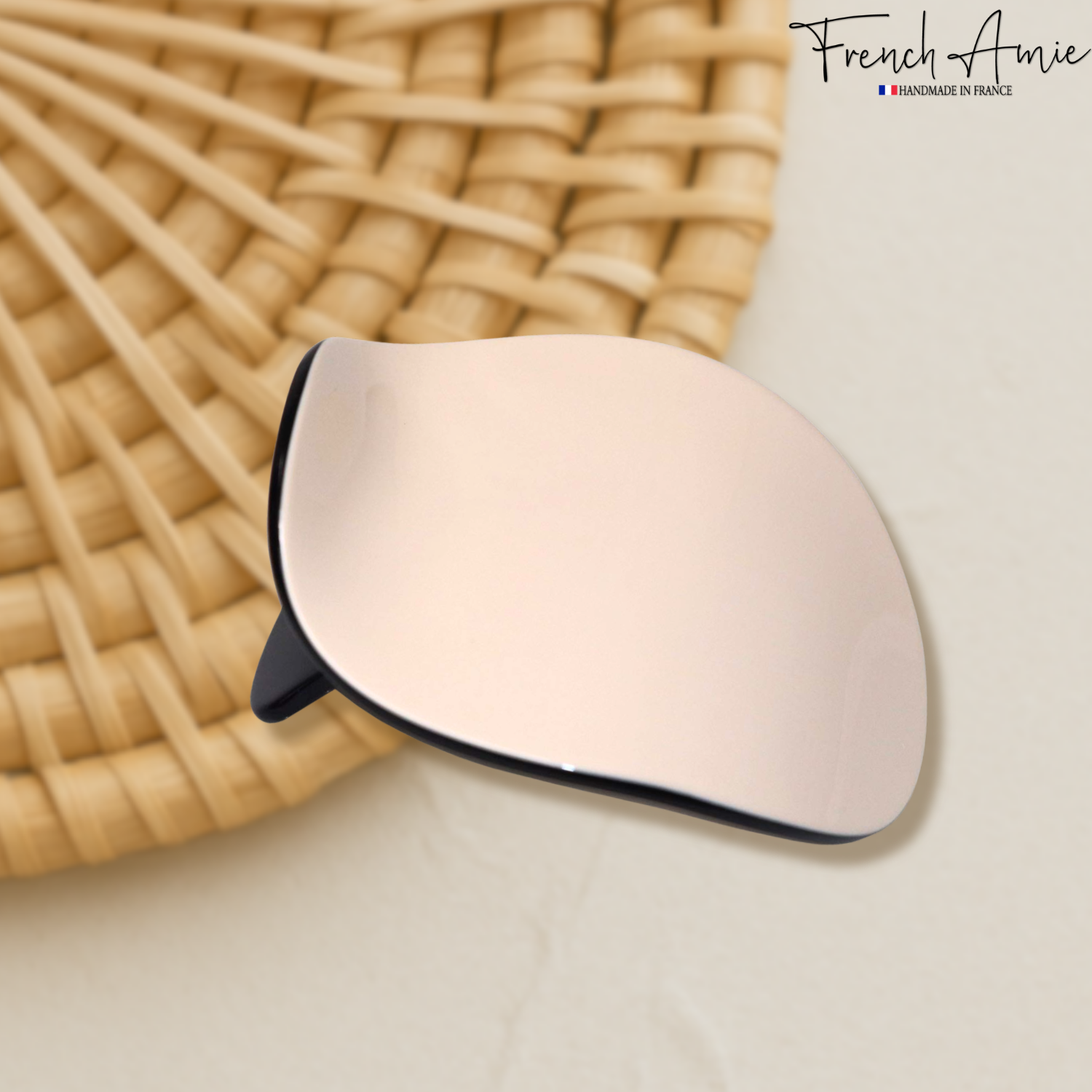 French Amie Handmade Onde 2 3/4" Medium Cream Ivory Hair Side Slider In Claw