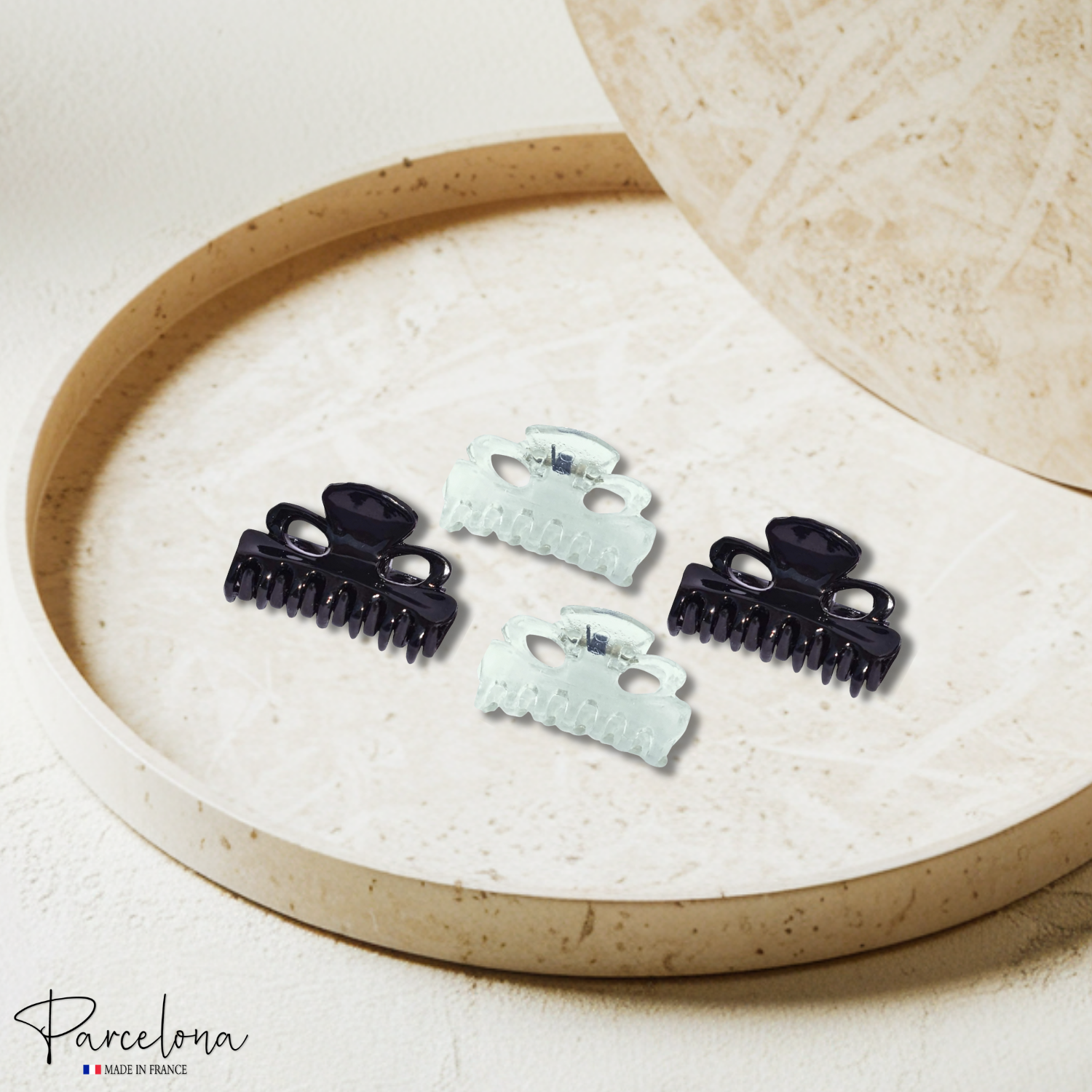 Parcelona French Petite Very Small Cellulose Set of 4 Hair Claws For Women