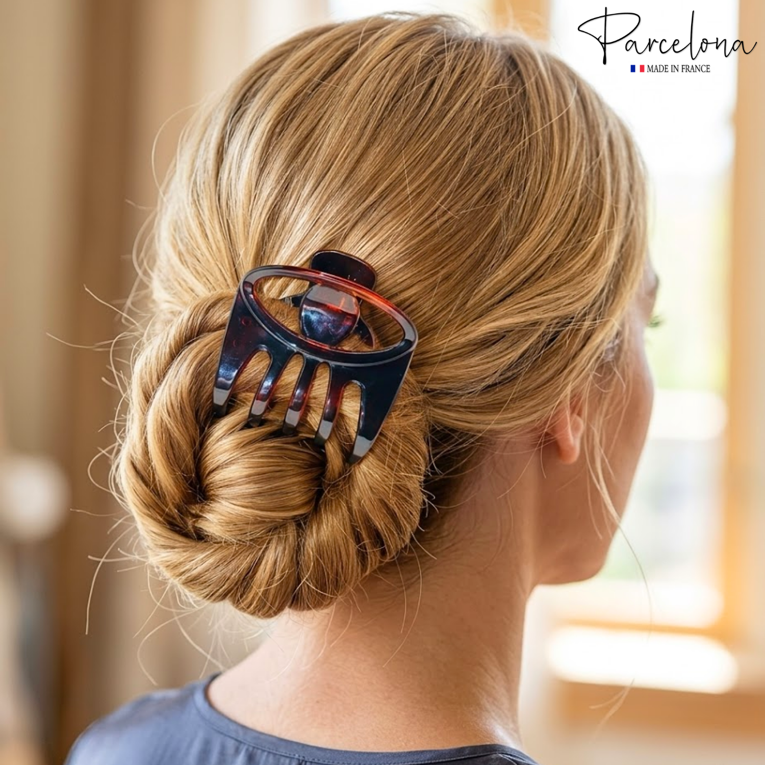 Parcelona French Curvy Oval Paw Medium Cellulose Hair Claw for Women and girls