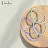 Parcelona Thin Stripes Ponytail Holder Stretchy Elastic Hair Ties for Women