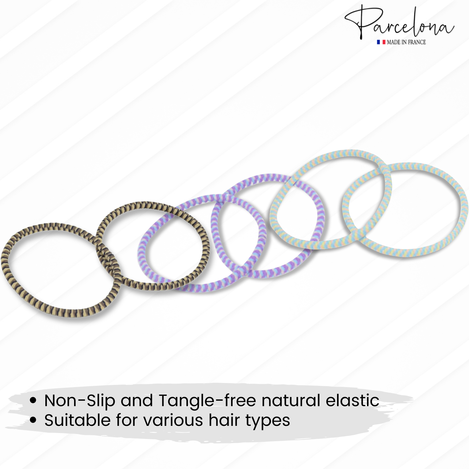Parcelona Thin Stripes Ponytail Holder Stretchy Elastic Hair Ties for Women