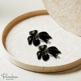 Parcelona French Lunaria Flower Small Black Snap Pin Hair Barrette Clips