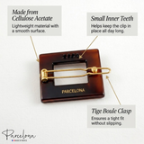 Parcelona French Rectangular Small 1.5" Hair Clip Tige Boule Tortoise Shell Barrette