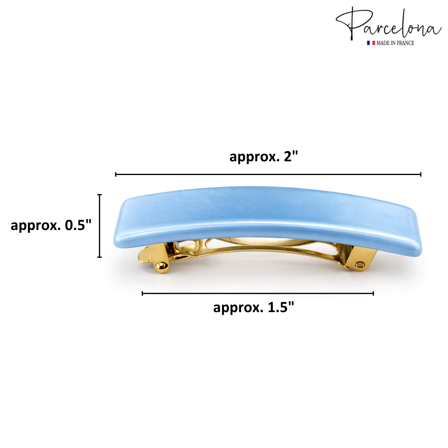 Parcelona Small Rectangular Glossy 2 Inch Hair Clip Barrette for Women Set of 2