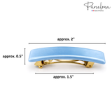 Parcelona Small Rectangular Glossy 2 Inch Hair Clip Barrette for Women Set of 2