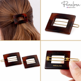 Parcelona French Rectangular Small 1.5" Hair Clip Tige Boule Tortoise Shell Barrette