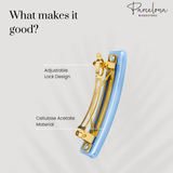 Parcelona Small Rectangular Glossy 2 Inch Hair Clip Barrette for Women Set of 2