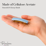 Parcelona Small Rectangular Glossy 2 Inch Hair Clip Barrette for Women Set of 2