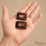 Parcelona French Rectangular Small 1.5" Hair Clip Tige Boule Tortoise Shell Barrette