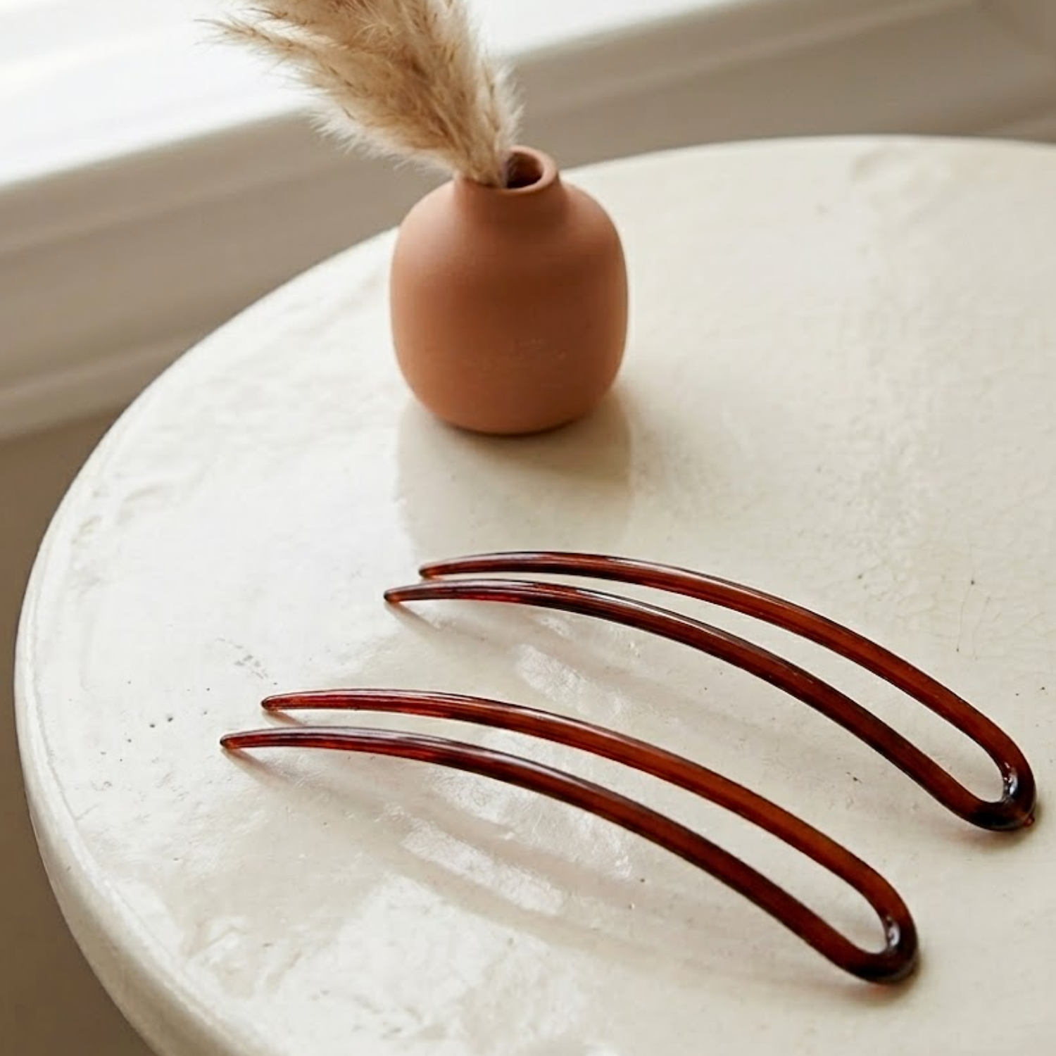 Parcelona French U Shaped Hair Pin 3 Inch Cellulose Acetate Updo Bun Fork