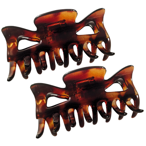 Parcelona French Classic Tortoise Shell Celluloid Medium 3" Jaw Hair Claw(2 Pcs)