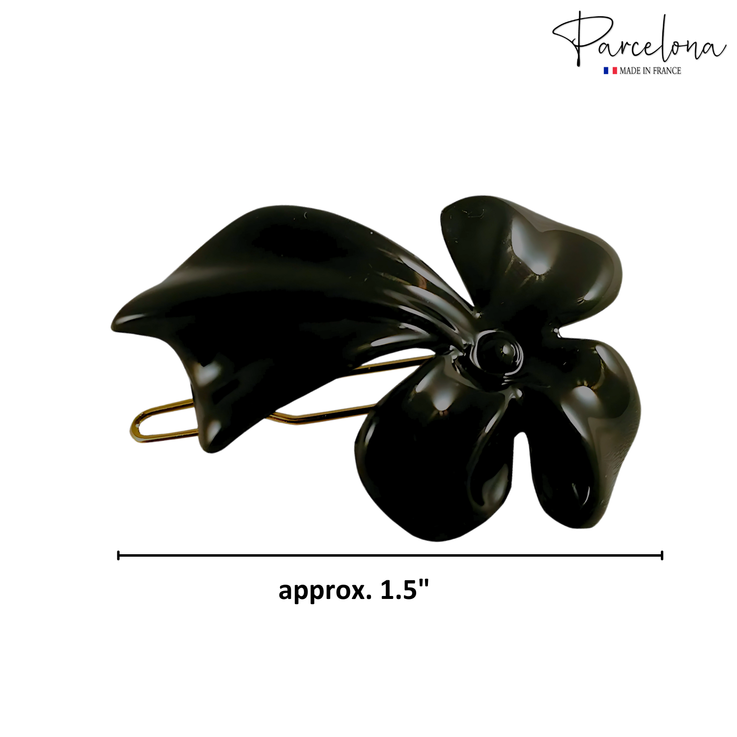 Parcelona French Lunaria Flower Small Black Snap Pin Hair Barrette Clips