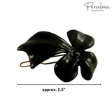 Parcelona French Lunaria Flower Small Black Snap Pin Hair Barrette Clips