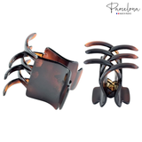 Parcelona French Square Shell Covered Spring  Pony Jaw Hair Claw Clip Clamp