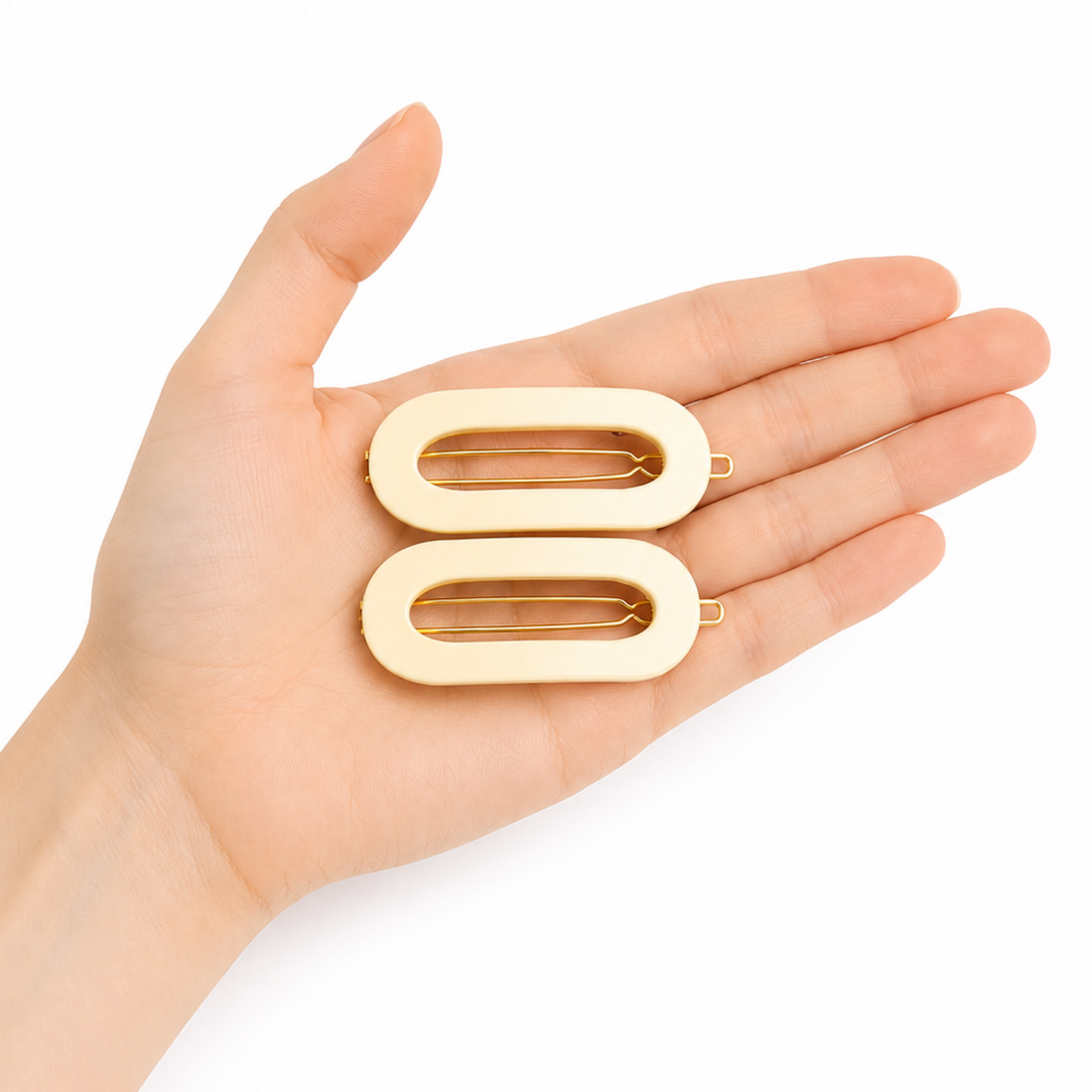 French Amie Mini Oval 2” Cellulose Handmade Snap Tige Boule Hair Clips