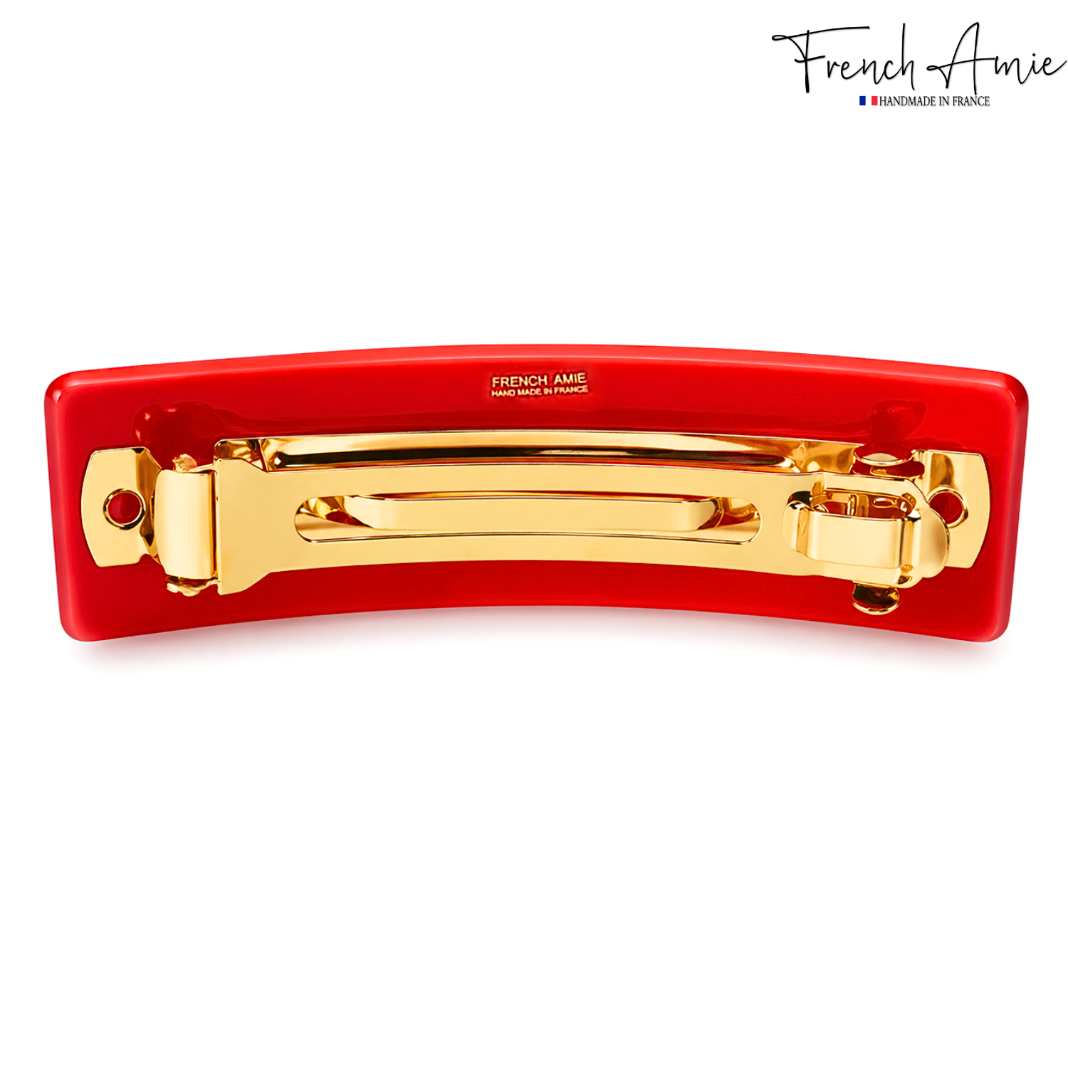 French Amie Fine Wide Rectangular 3" Cellulose Acetate Handmade Hair Clip Barrette