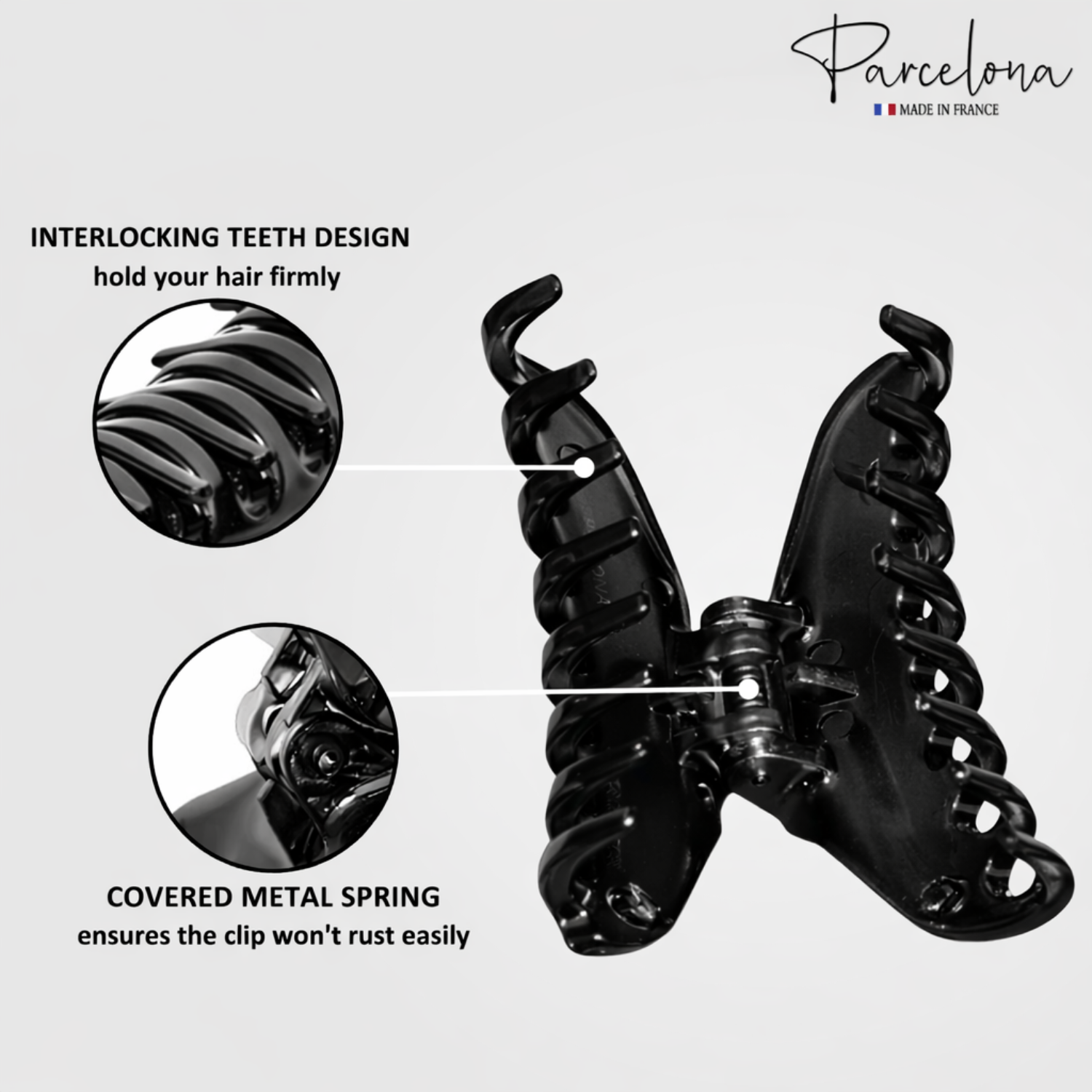Parcelona France Skinny Boss Hair Claw 2 1/4" Small Jaw Hair Clips for Women