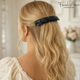 French Amie Long Rectangle Handmade Large Hair Barrette Clip for Women N Girls