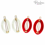 Parcelona French Eggie Oval Shell Mini Side Slide Barrette Hair Clips - 4 Pieces