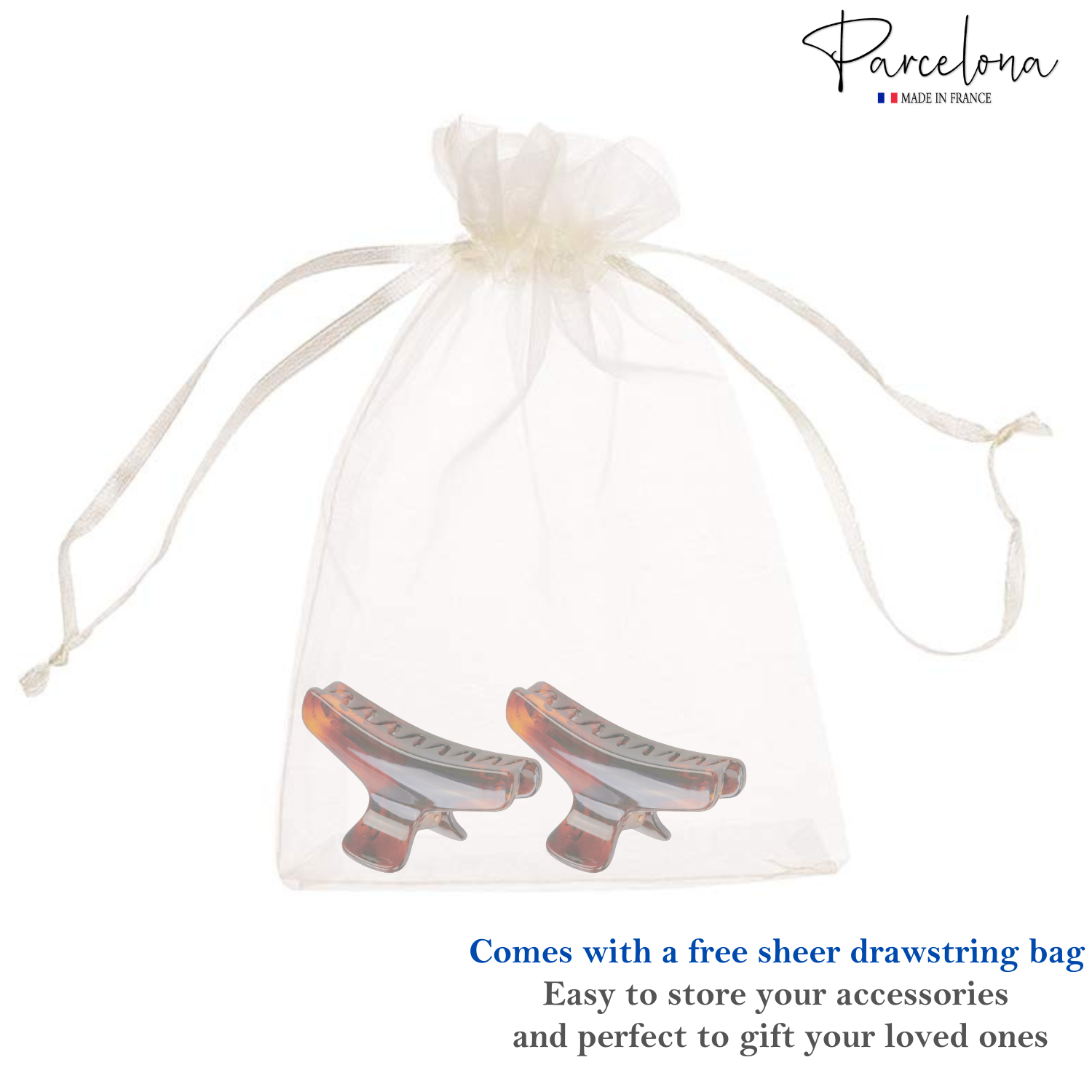 Parcelona French Salon Style Flat Small Cellulose Acetate Jaw Hair Claw Clips 2 Pcs