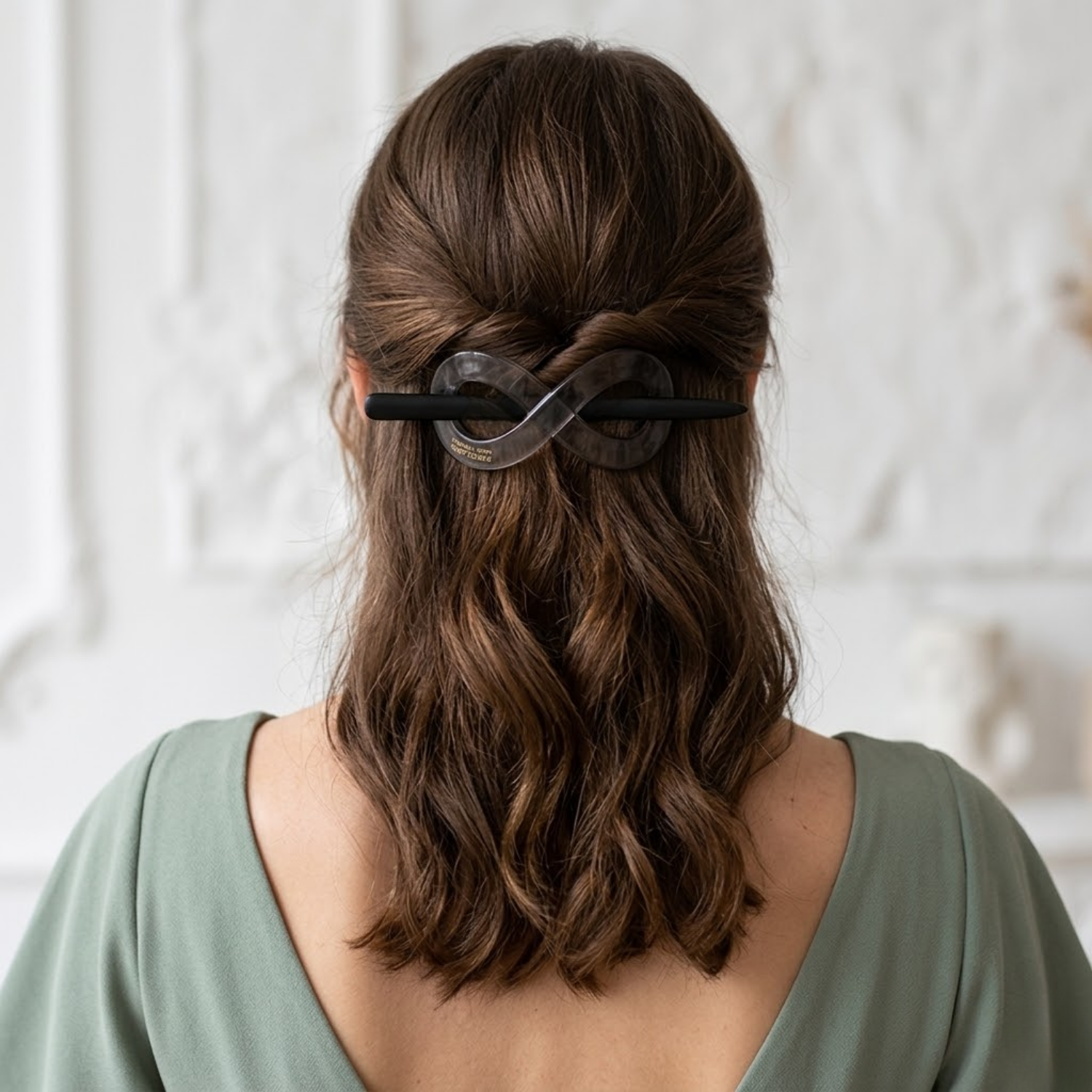 Parcelona French Infinity Medium Cellulose Hair Slider Bun Cover for Women