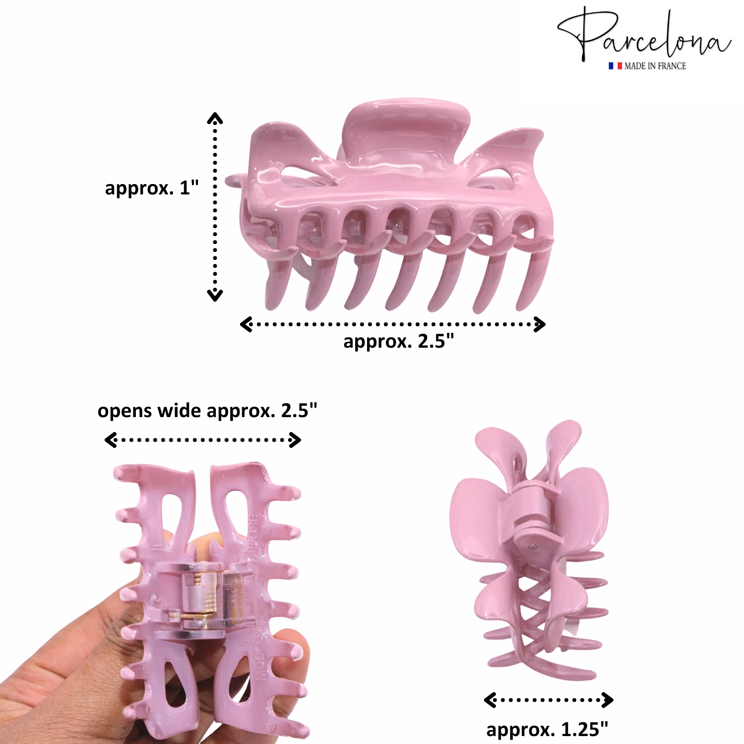 Parcelona French Classic Small 2.5" Celluloid Set of 2 Jaw Hair Claws for Women