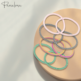 Parcelona Thin Stripes Ponytail Holder Stretchy Elastic Hair Ties for Women