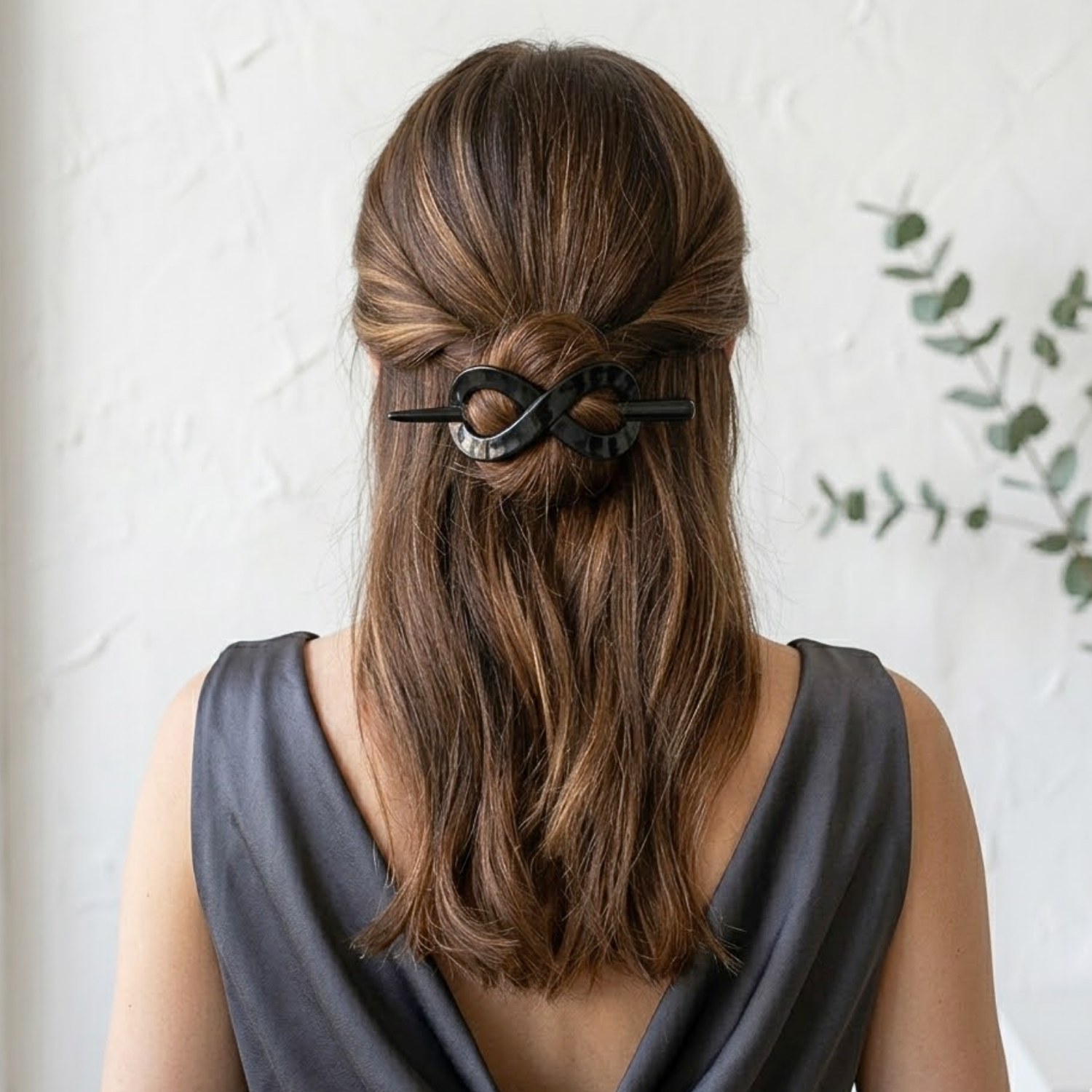 Parcelona French Infinity Medium Cellulose Hair Slider Bun Cover for Women