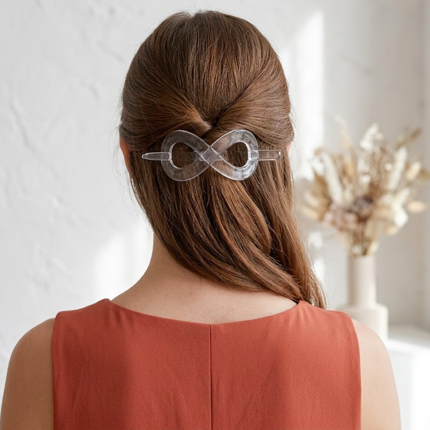Parcelona French Infinity Medium Cellulose Hair Slider Bun Cover for Women