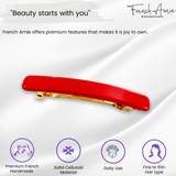 French Amie Small 2 1/4" Celluloid Handmade Hair Barrette for Women and Girls