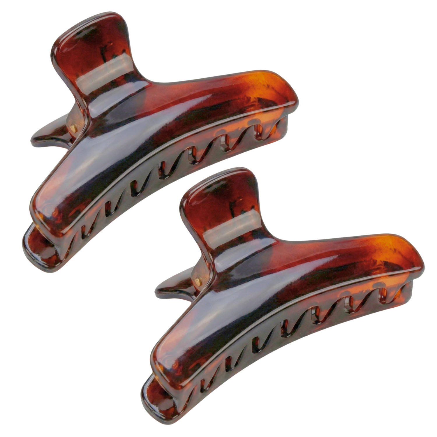 Parcelona French Salon Style Flat Small Cellulose Acetate Jaw Hair Claw Clips 2 Pcs