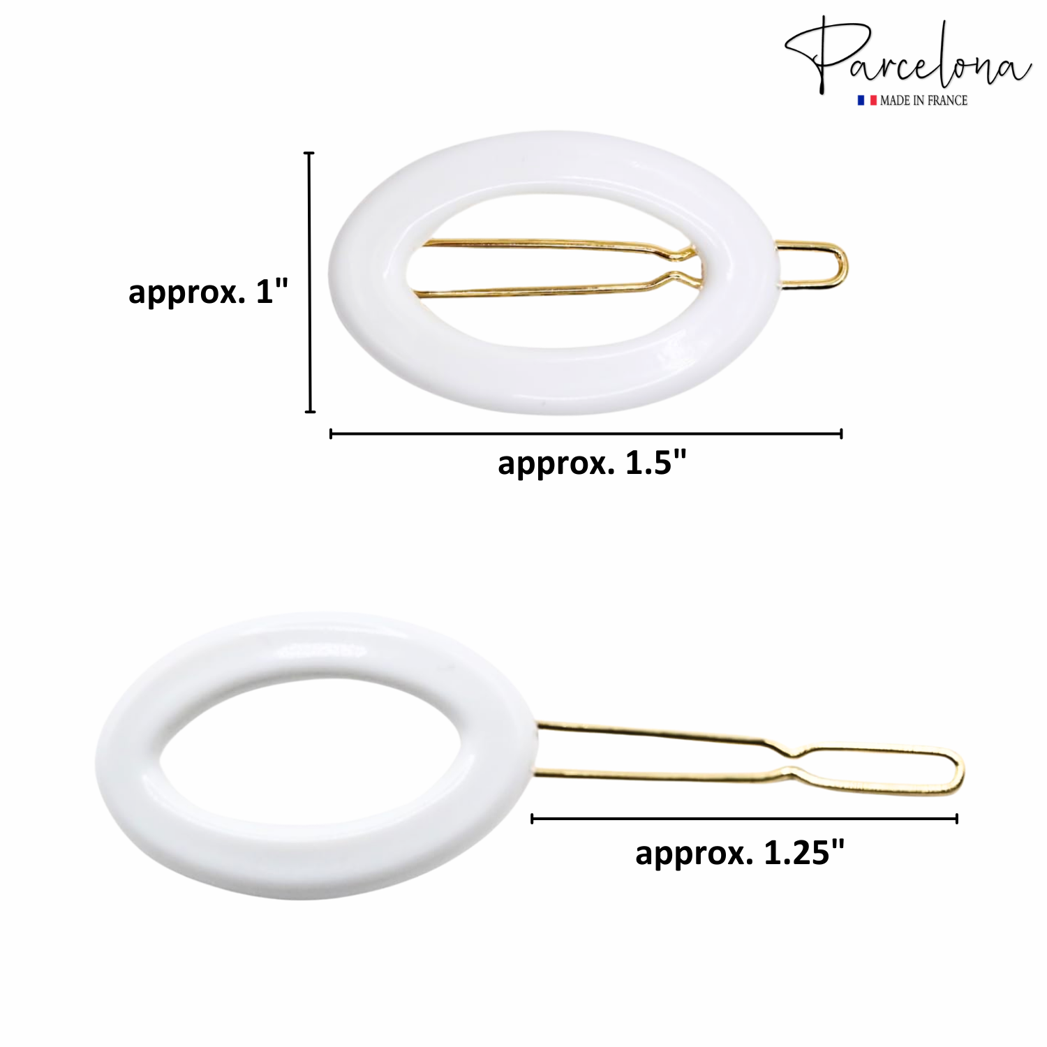Parcelona French Eggie Oval Shell Mini Side Slide Barrette Hair Clips - 4 Pieces