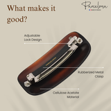 Parcelona French Small Barrette for Fine & Thin Hair Tortoise Shell Non-Slip Hair Clip