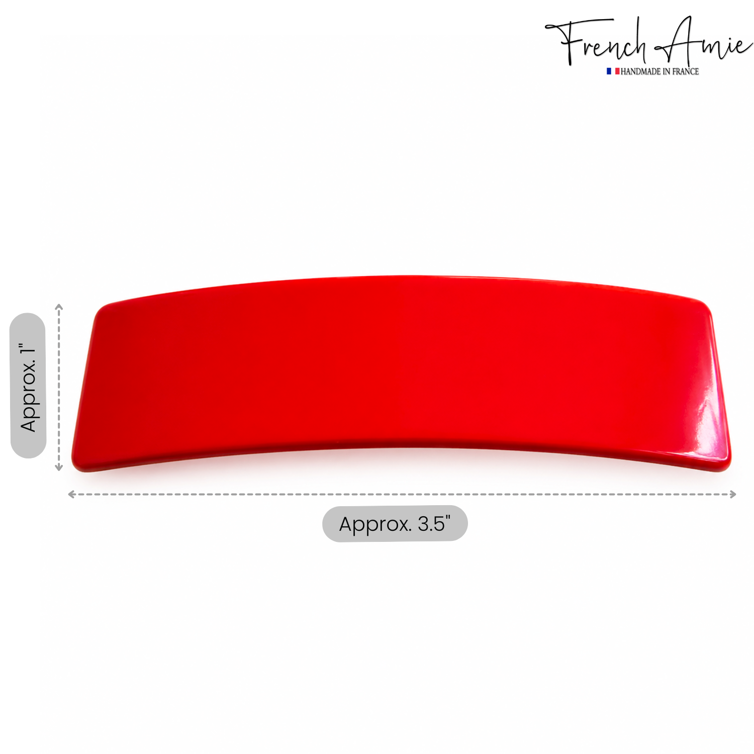 French Amie Fine Wide Rectangular 3" Cellulose Acetate Handmade Hair Clip Barrette