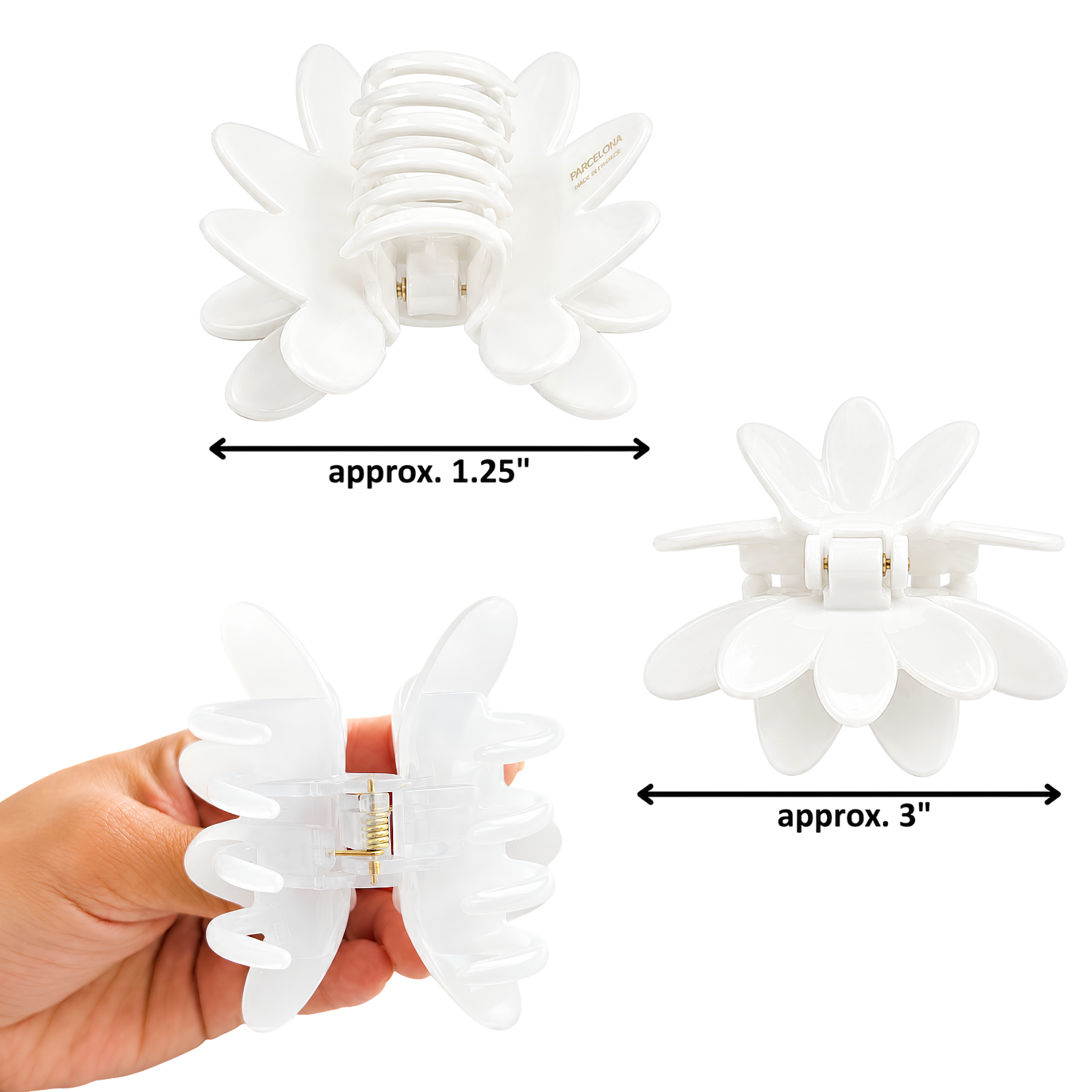 Parcelona French Butterfly 3" Medium Shell Cellulose Jaw Hair Claw for Women